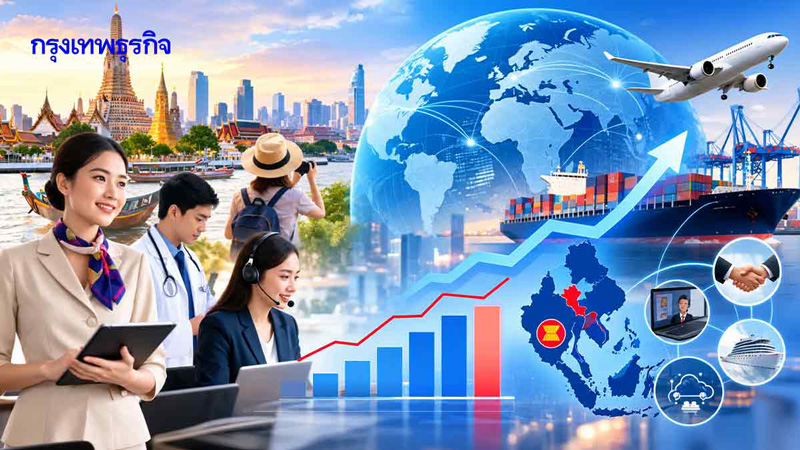 ส่งออกภาคบริการไทยโตต่ำค่าเฉลี่ยอาเซียน      WTOชี้เทรดเซอร์วิสรุกการค้าโลก28%