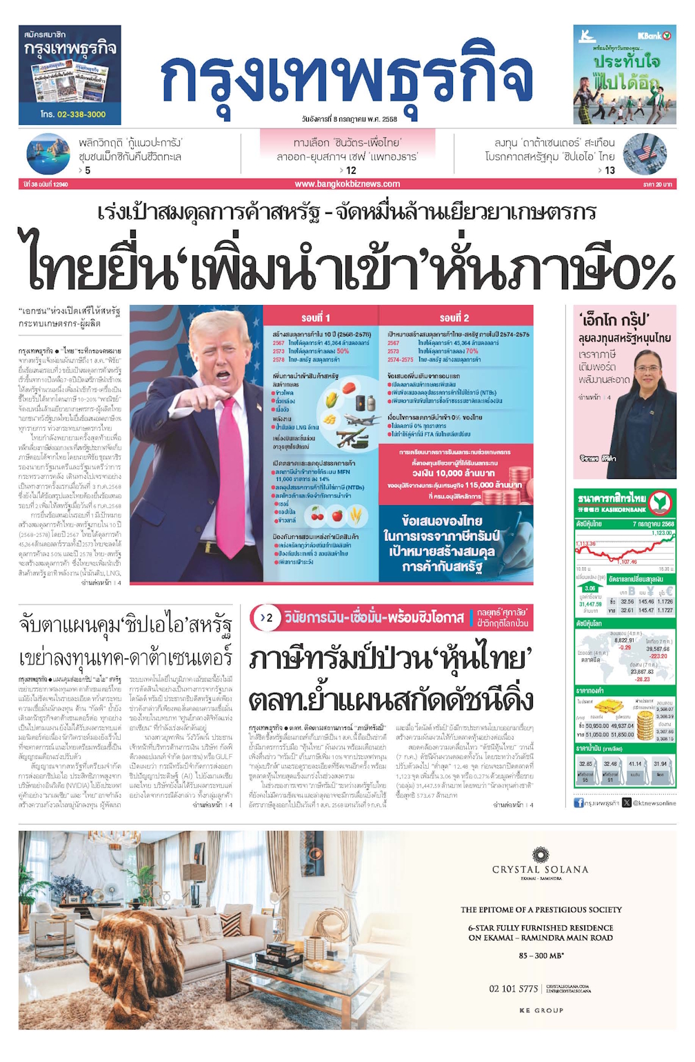 หนังสือพิมพ์ฉบับวันที่ 8 ก.ค. 68