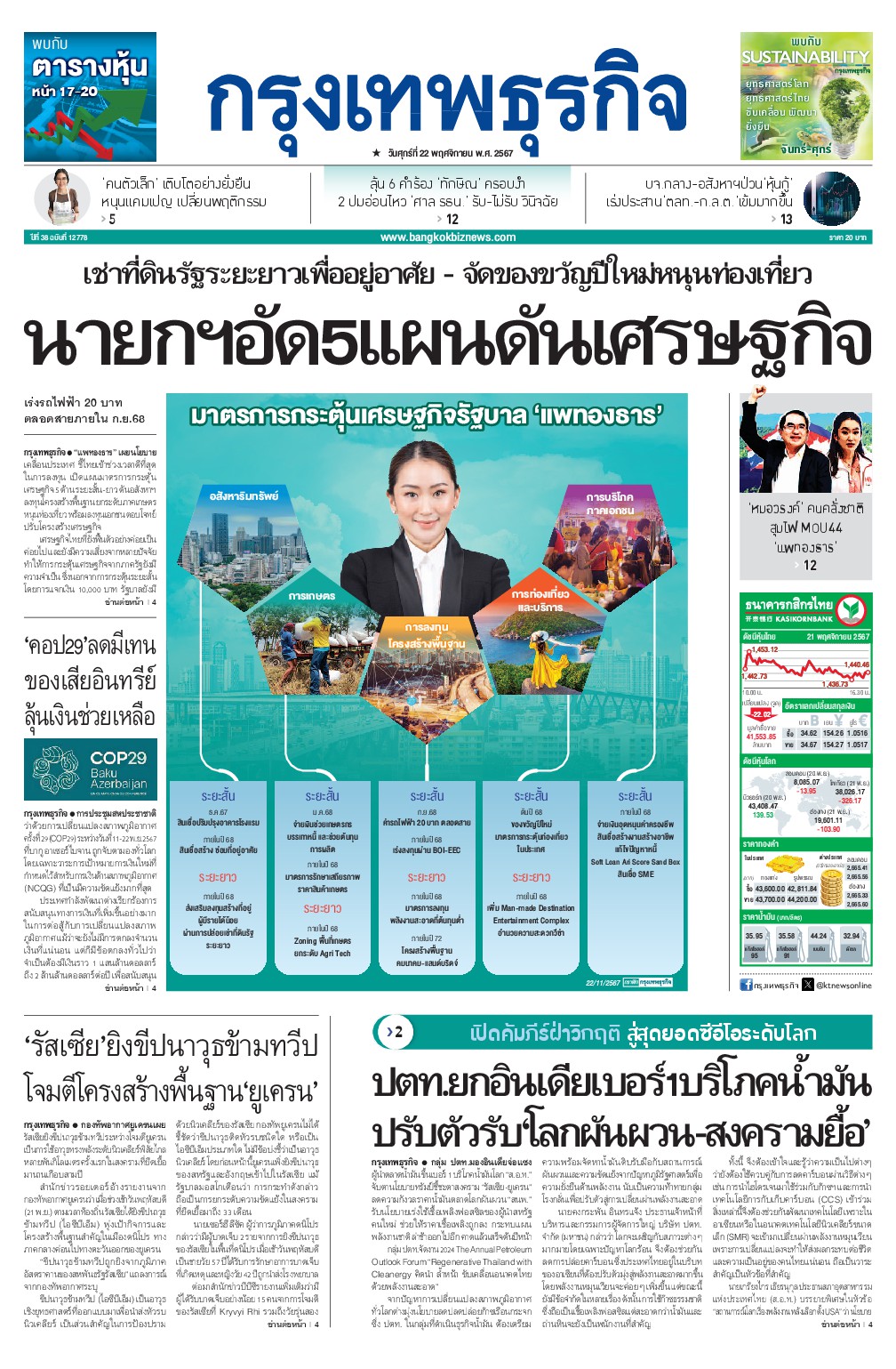 หนังสือพิมพ์ฉบับวันที่ 22 พ.ย. 67