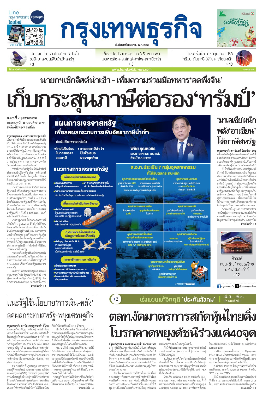 หนังสือพิมพ์ฉบับวันที่ 8 เม.ย. 68