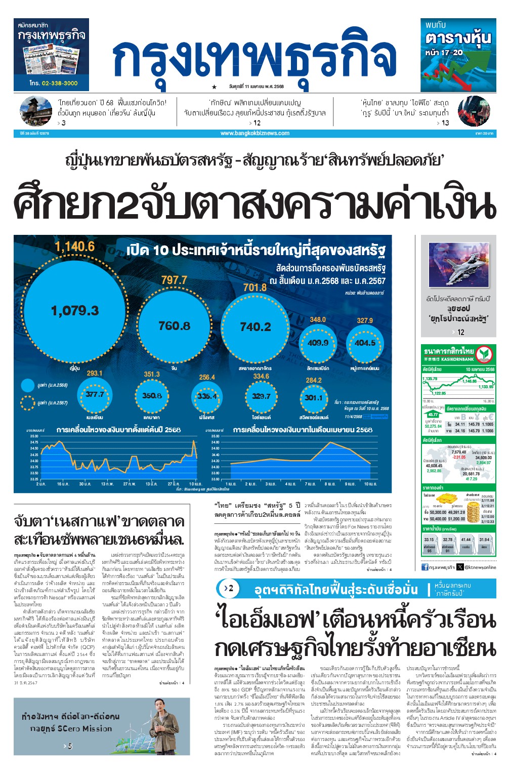 หนังสือพิมพ์ฉบับวันที่ 11 เม.ย. 68