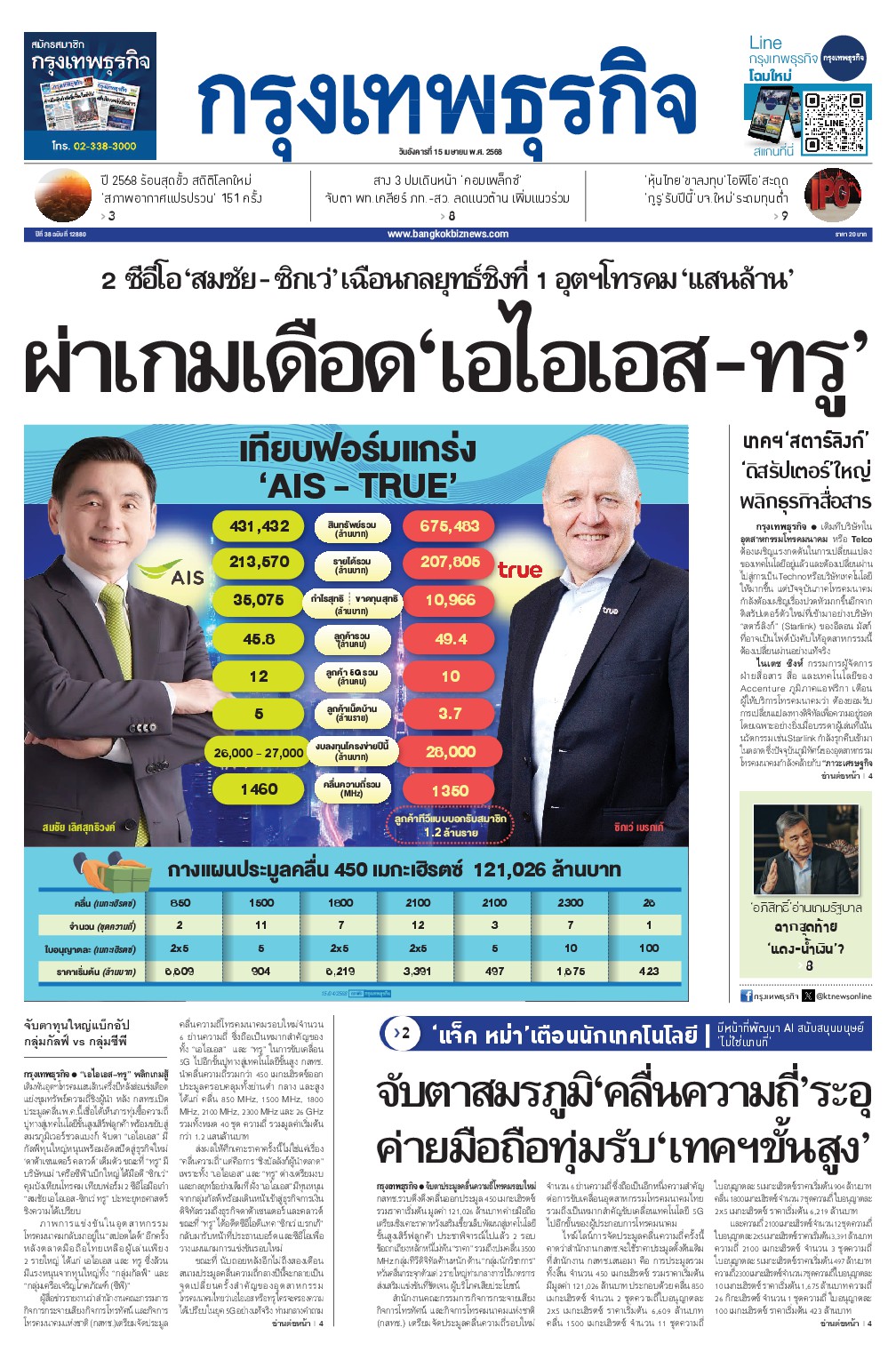 หนังสือพิมพ์ฉบับวันที่ 15 เม.ย. 68