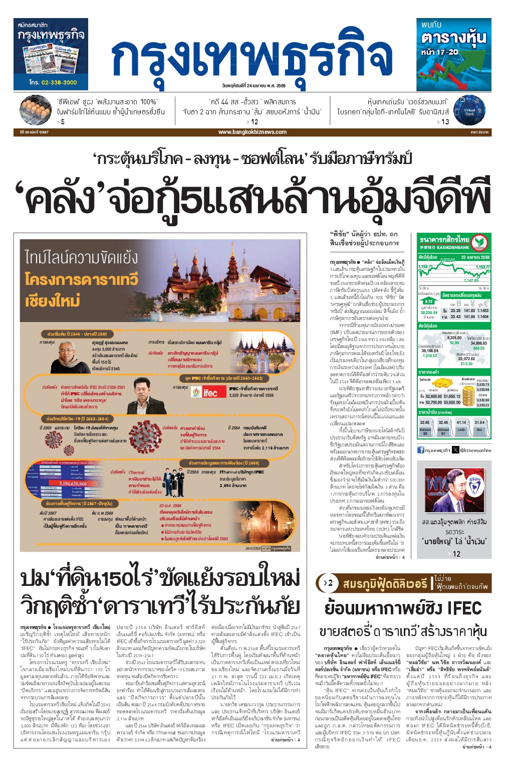 หนังสือพิมพ์ฉบับวันที่ 24 เม.ย. 68
