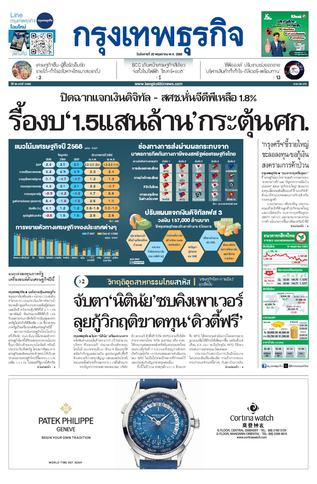 หนังสือพิมพ์ฉบับวันที่ 20 พ.ค. 68