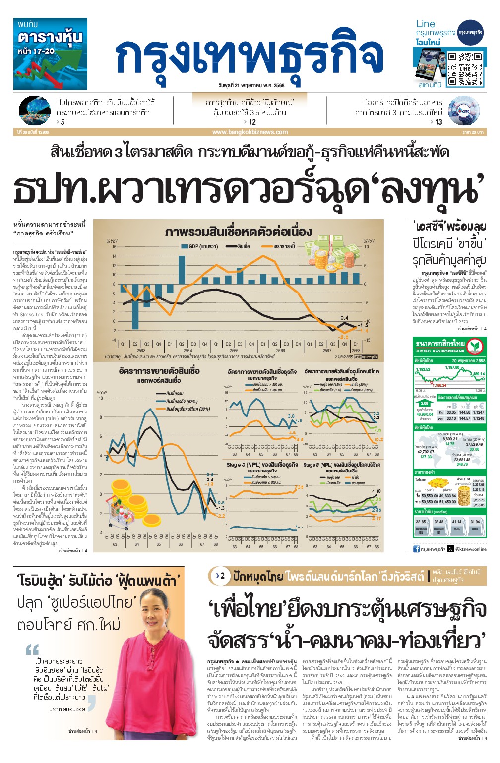 หนังสือพิมพ์ฉบับวันที่ 21 พ.ค. 68