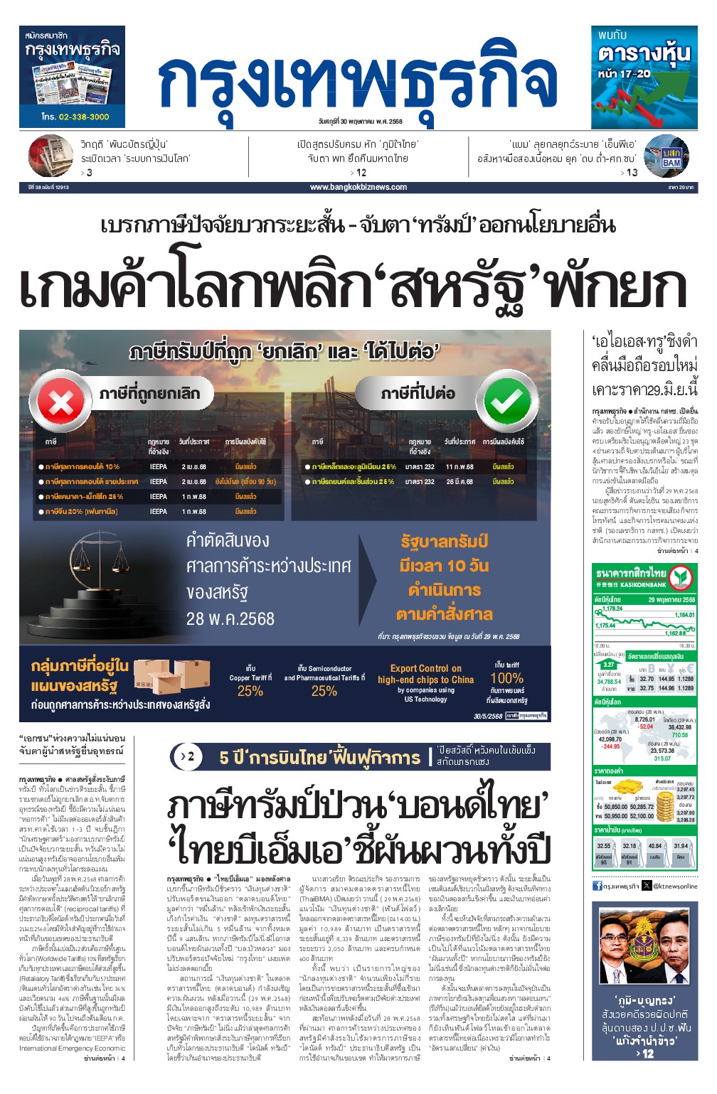 หนังสือพิมพ์ฉบับวันที่ 30 พ.ค. 68