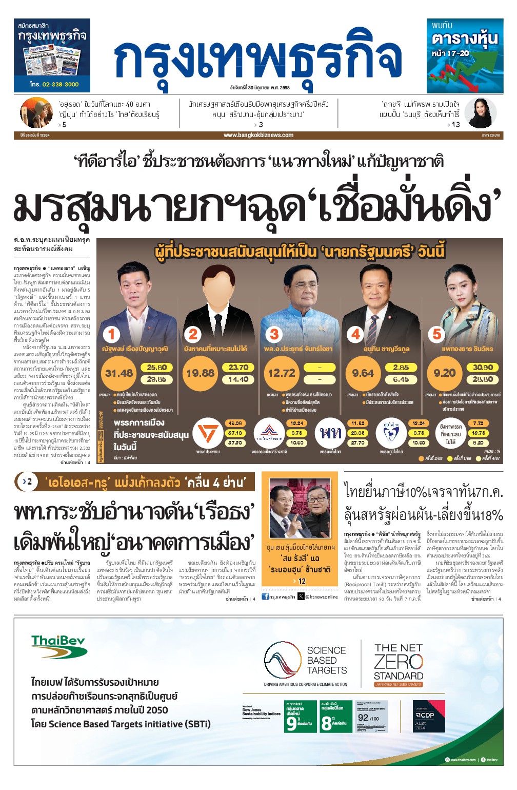 หนังสือพิมพ์ฉบับวันที่ 30 มิ.ย. 68