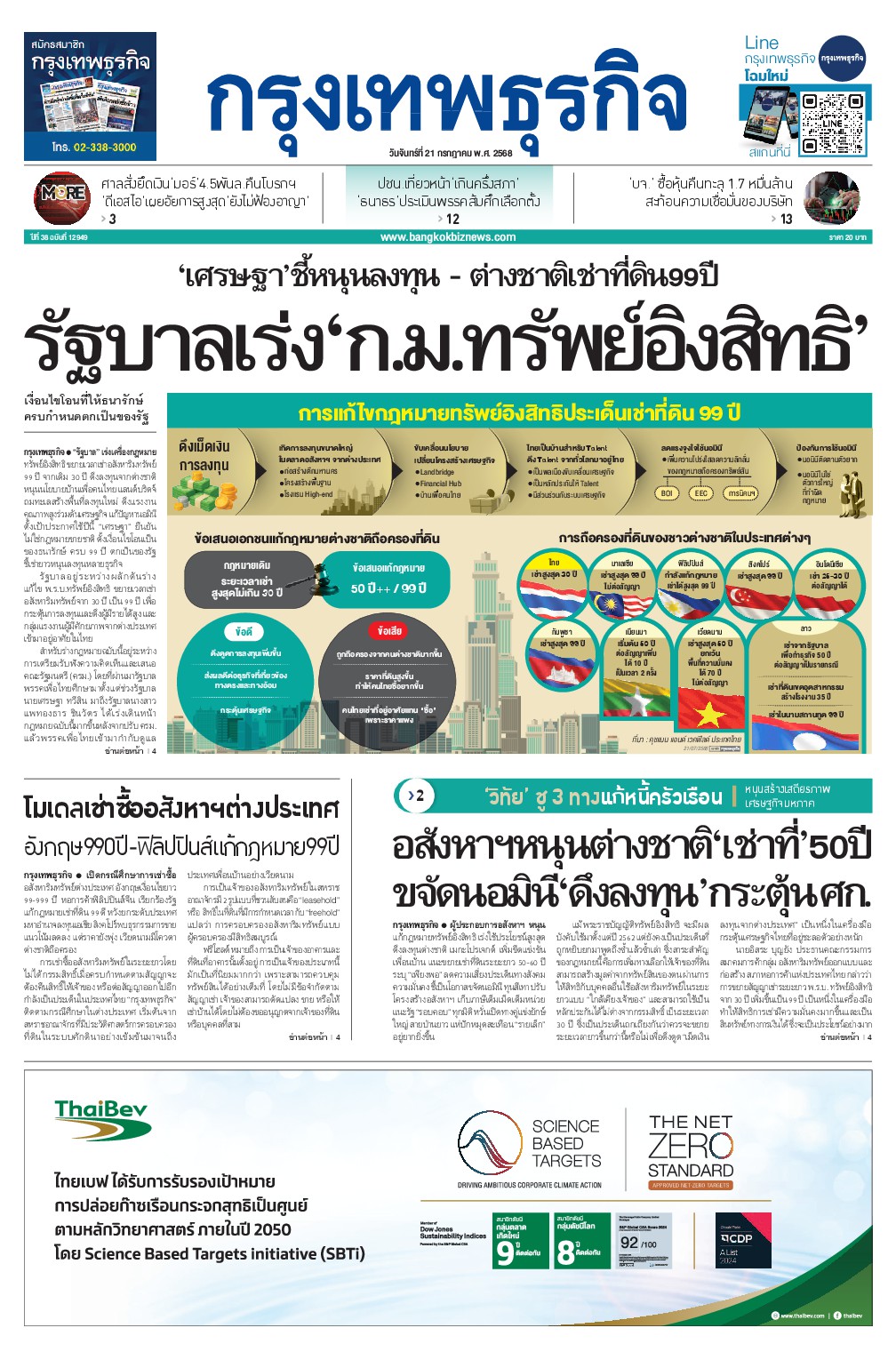 หนังสือพิมพ์ฉบับวันที่ 21 ก.ค. 68