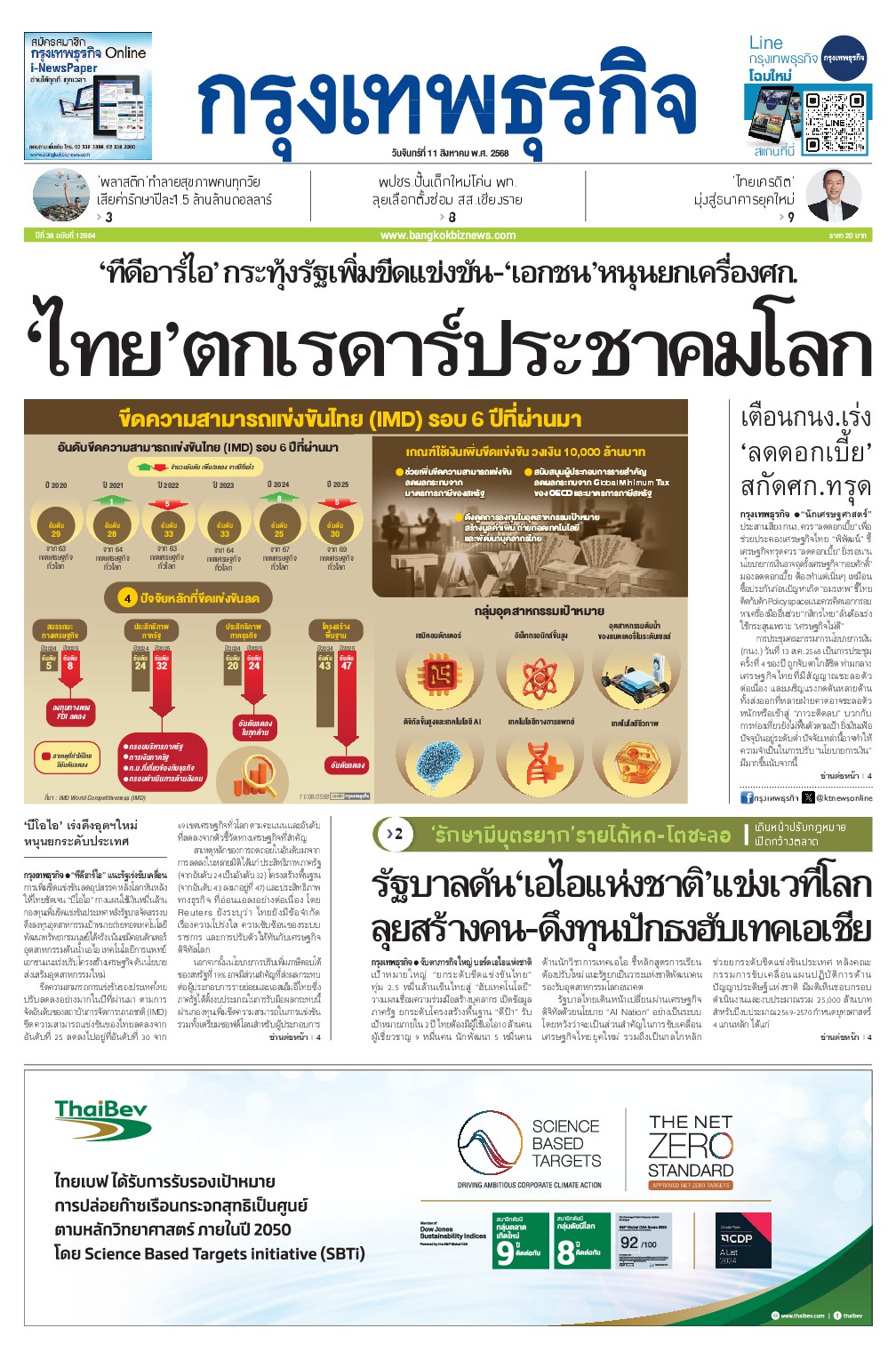 หนังสือพิมพ์ฉบับวันที่ 11 ส.ค. 68