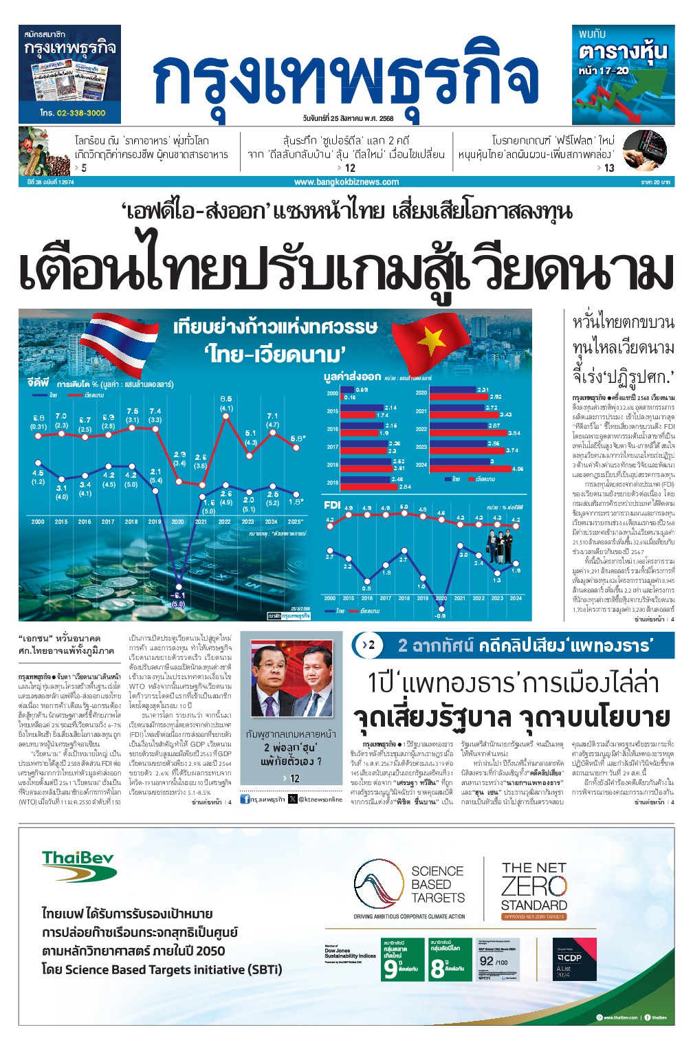 หนังสือพิมพ์ฉบับวันที่ 25 ส.ค. 68