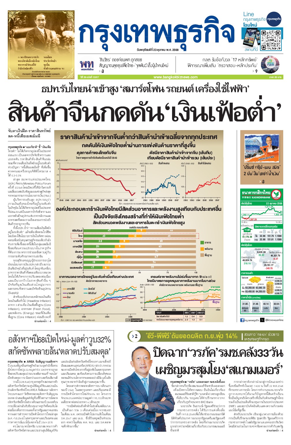 หนังสือพิมพ์ฉบับวันที่ 23 ต.ค. 68