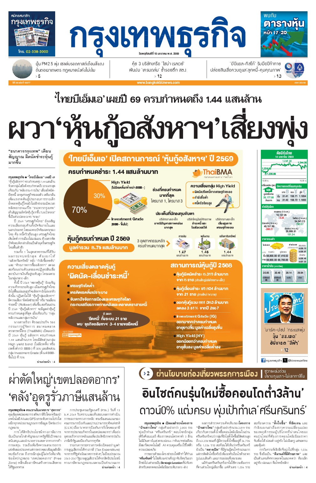 หนังสือพิมพ์ฉบับวันที่ 15 ม.ค. 69