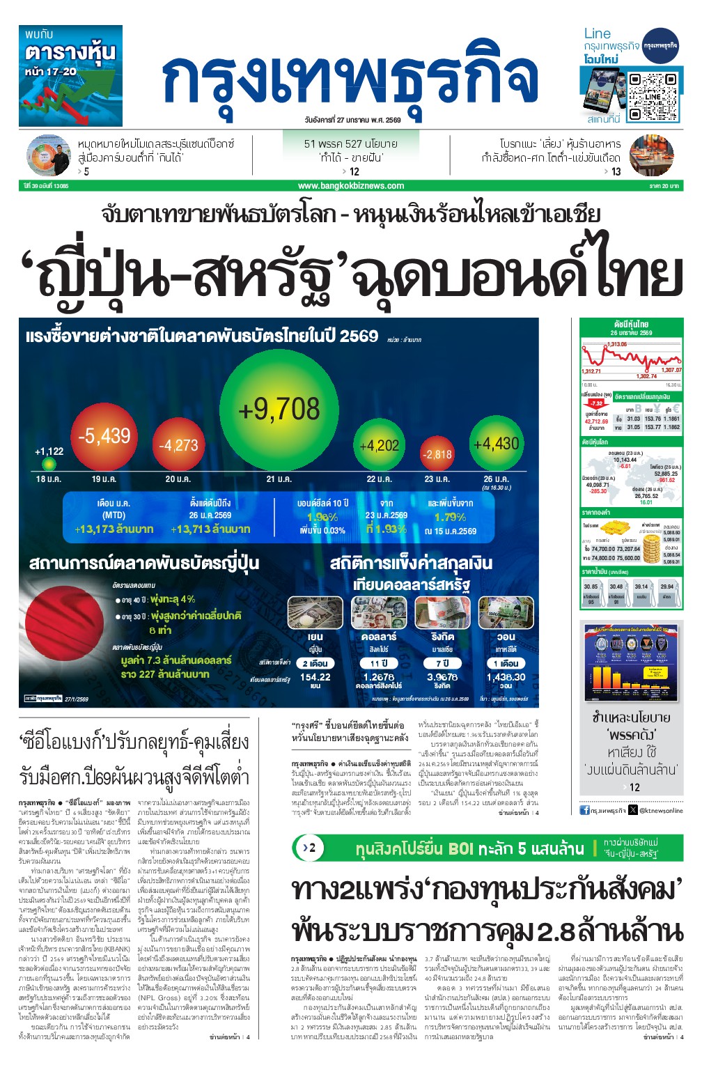 หนังสือพิมพ์ฉบับวันที่ 27 ม.ค. 69