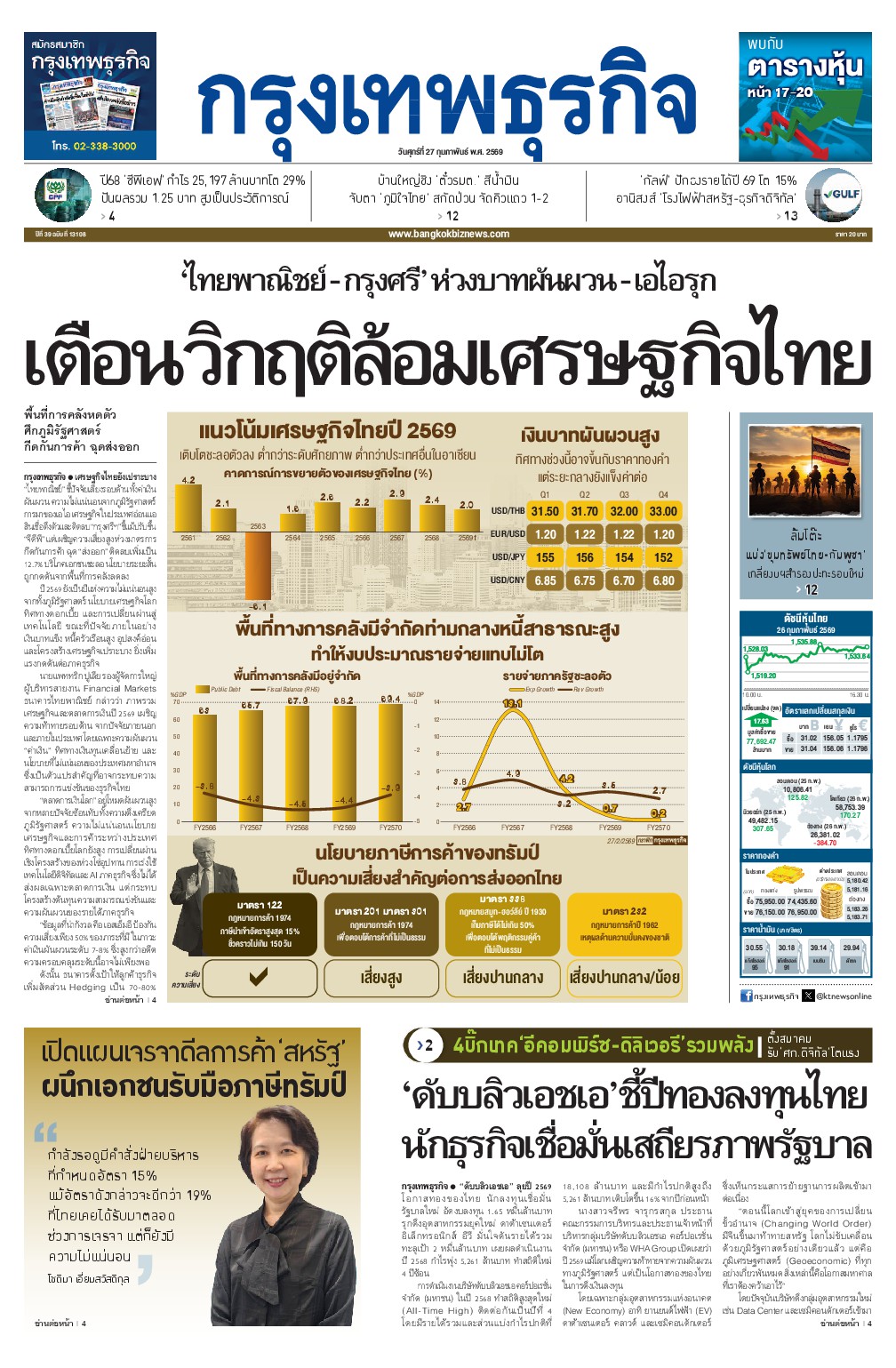 หนังสือพิมพ์ฉบับวันที่ 27 ก.พ. 69