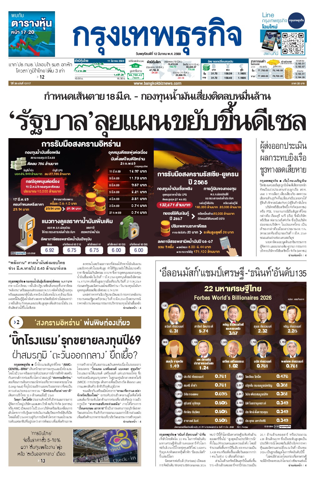 หนังสือพิมพ์ฉบับวันที่ 12 มี.ค. 69