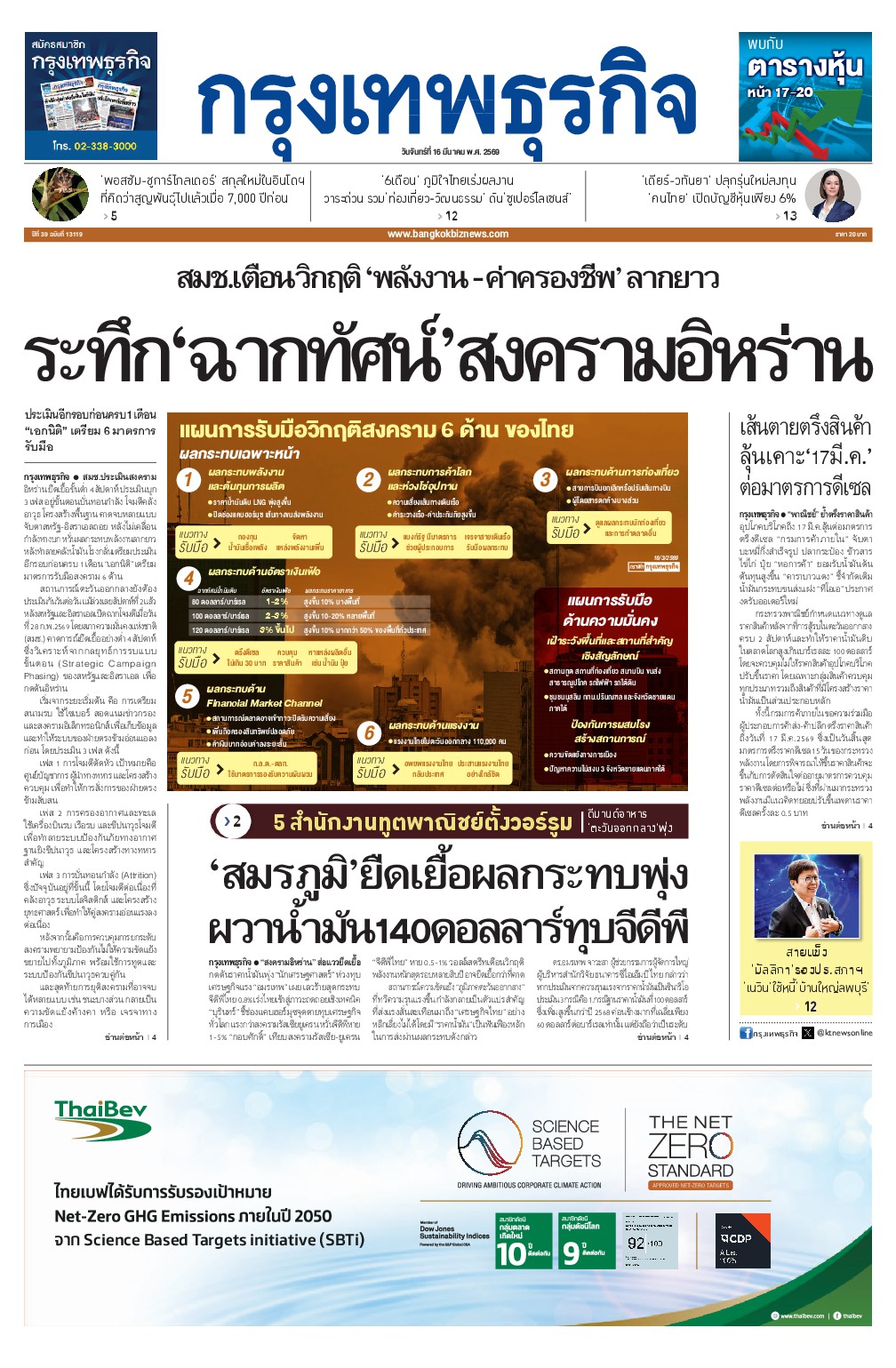 หนังสือพิมพ์ฉบับวันที่ 16 มี.ค. 69