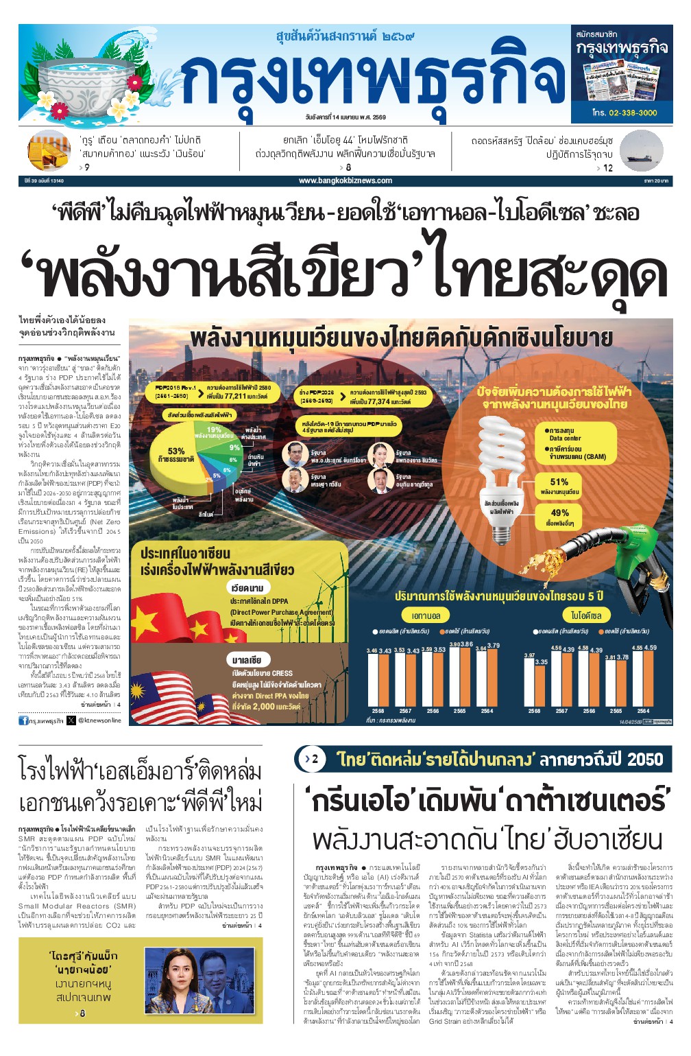 หนังสือพิมพ์ฉบับวันที่ 14 เม.ย. 69