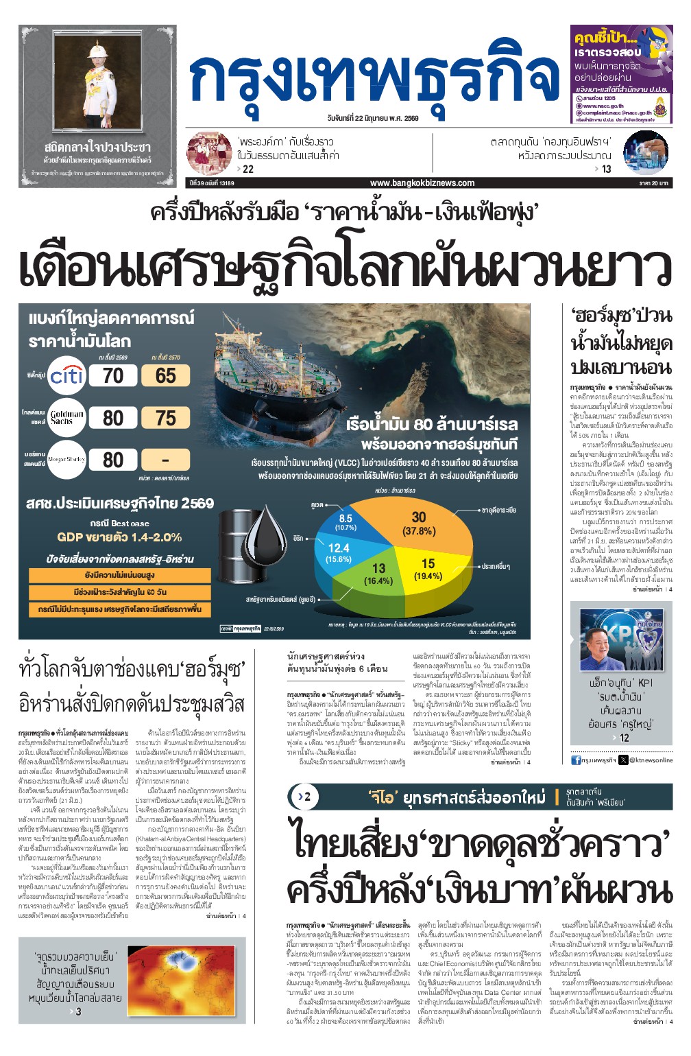 หนังสือพิมพ์ฉบับวันที่ 22 มิ.ย. 69