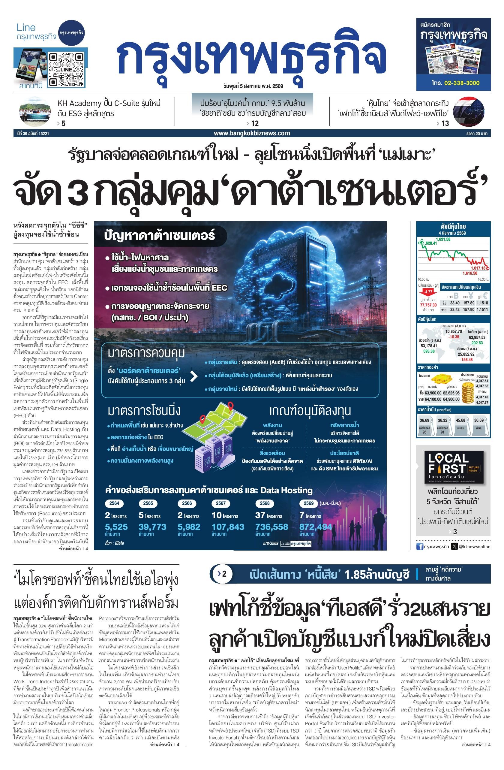 หนังสือพิมพ์ฉบับวันที่ 5 ส.ค. 69
