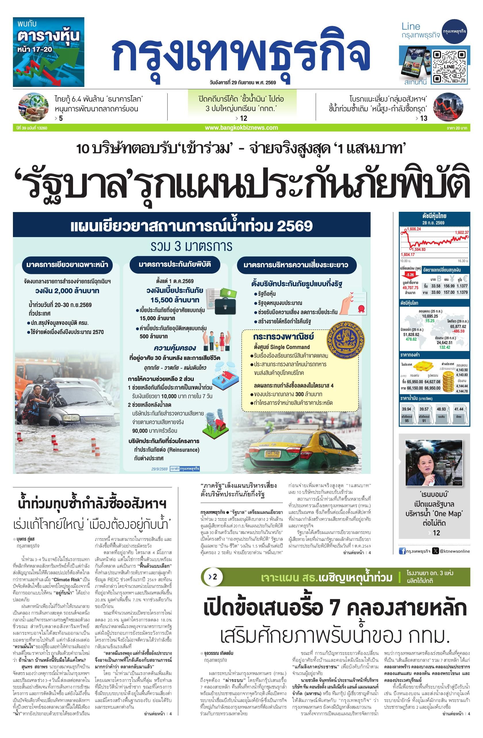 หนังสือพิมพ์ฉบับวันที่ 29 ก.ย. 69