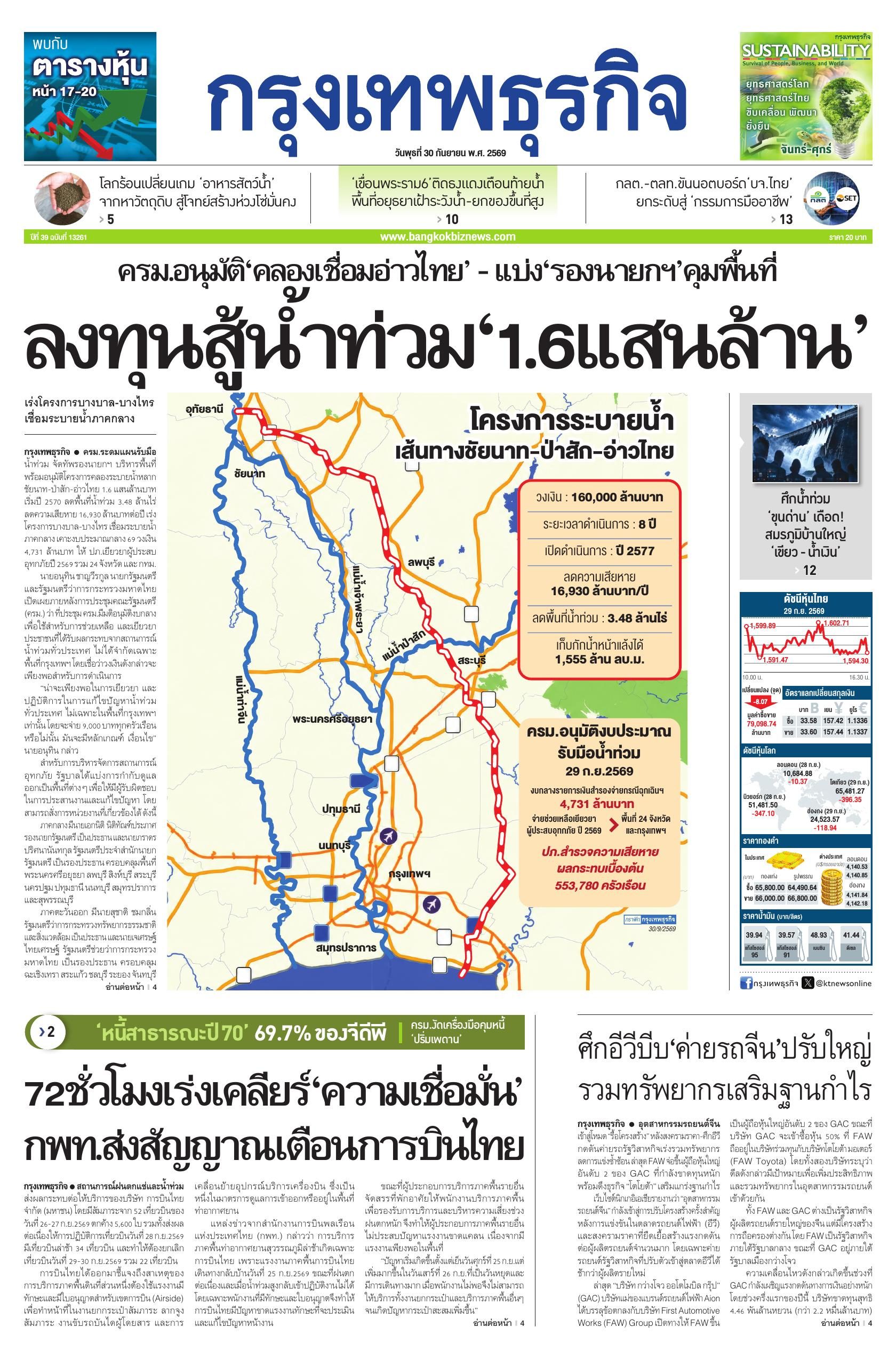 หนังสือพิมพ์ฉบับวันที่ 30 ก.ย. 69