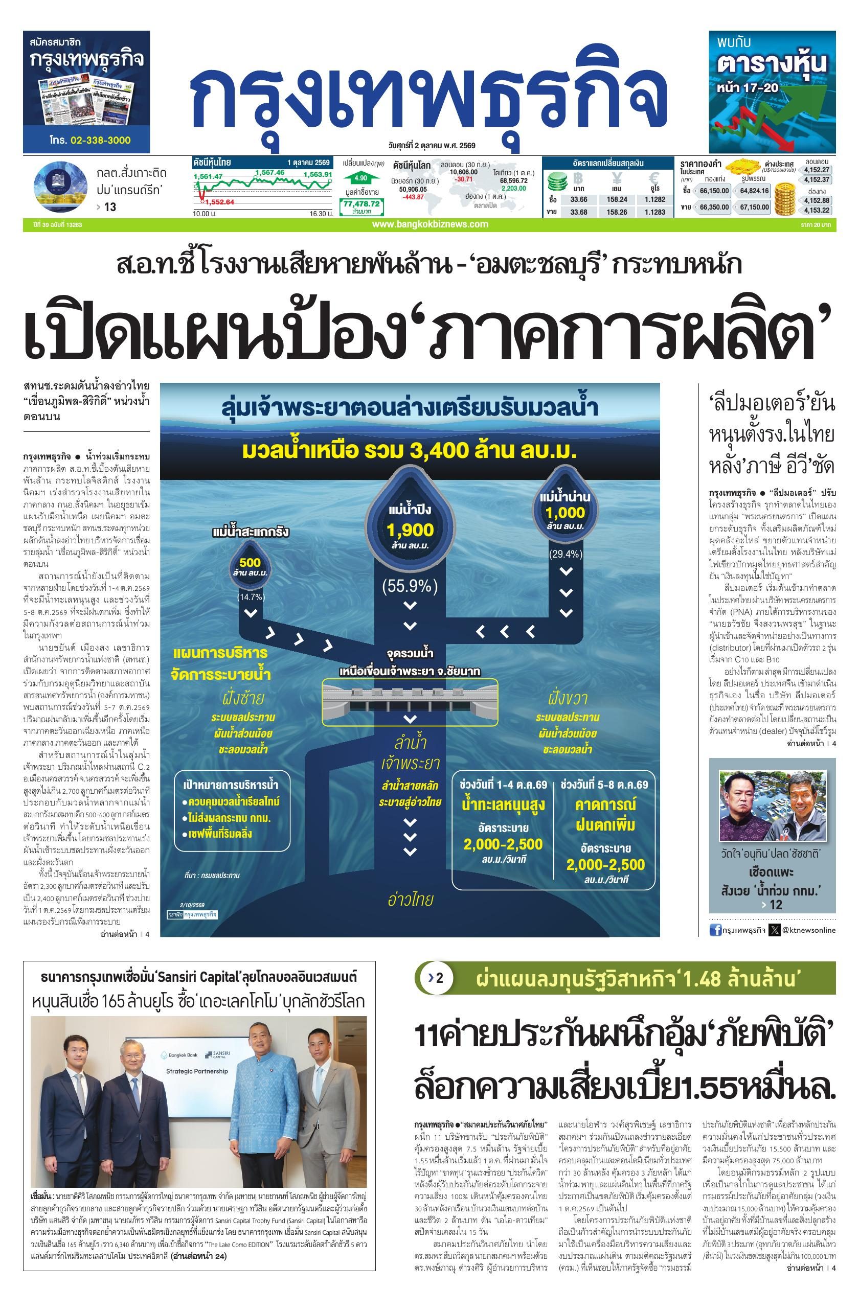 หนังสือพิมพ์ฉบับวันที่ 2 ต.ค. 69