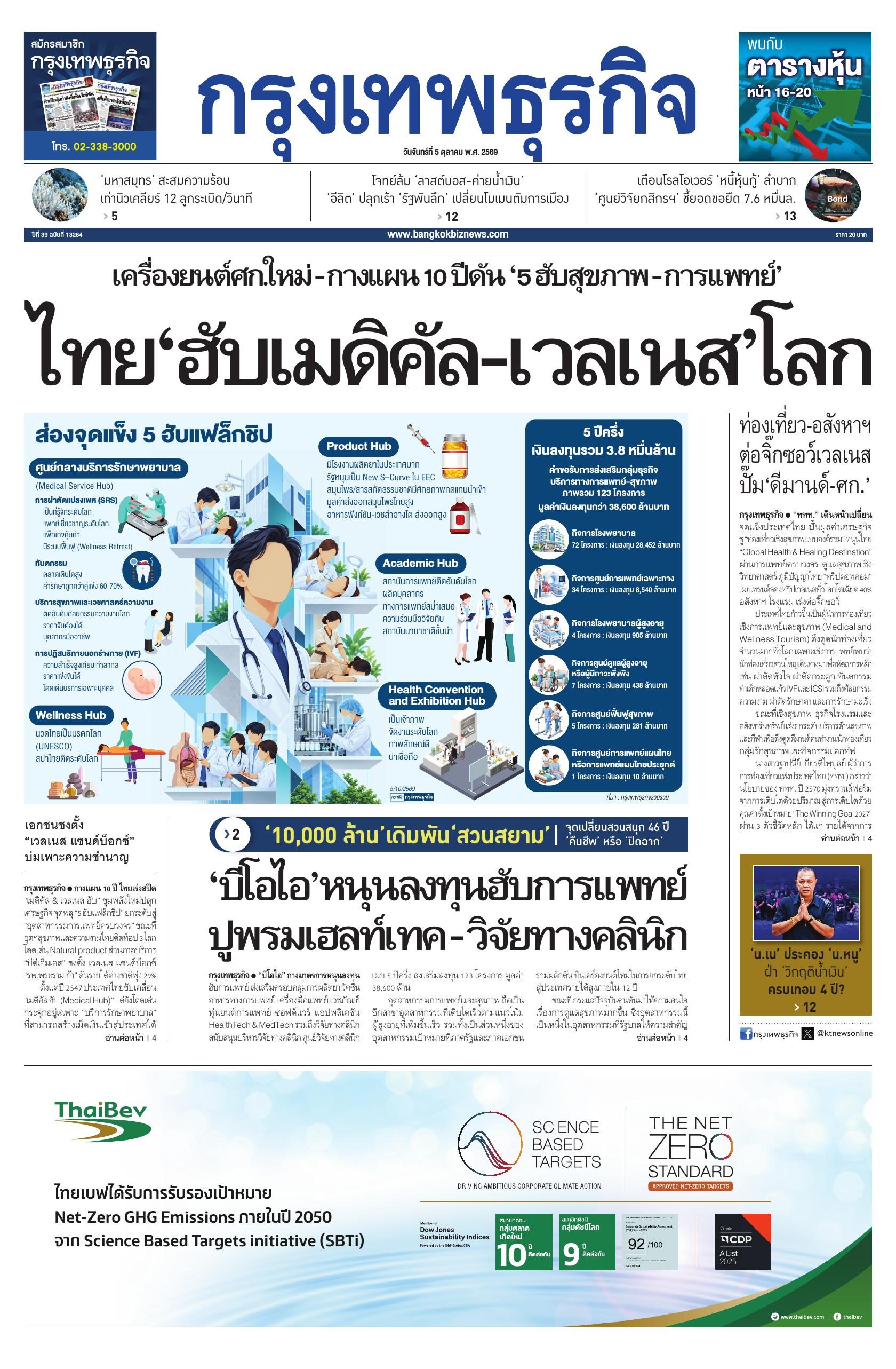 หนังสือพิมพ์ฉบับวันที่ 5 ต.ค. 69