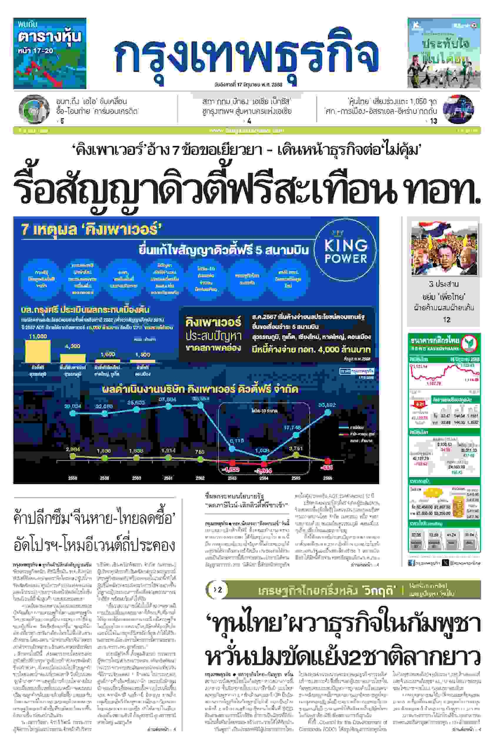 หนังสือพิมพ์ฉบับวันที่ 17 มิ.ย. 68