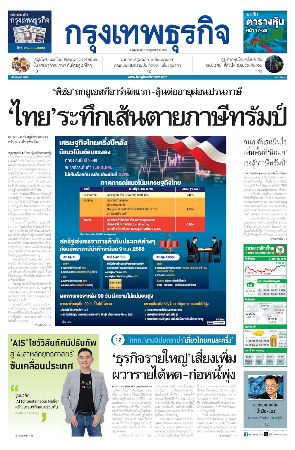 หนังสือพิมพ์ฉบับวันที่ 3 ก.ค. 68